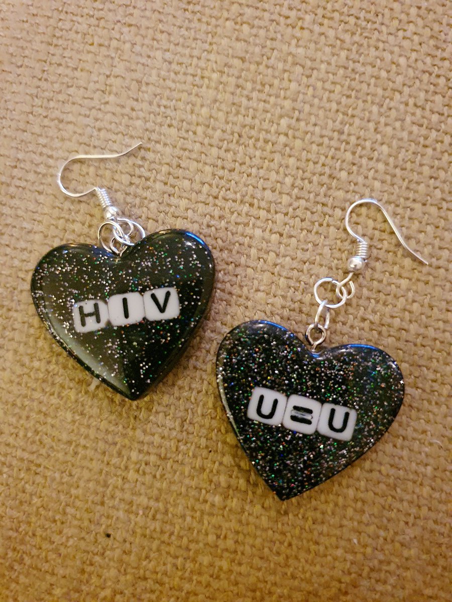 Combining accurate HIV messaging with my earring obsession..... people with an undetectable viral load on treatment cannot transmit HIV to their partners. Say it loud, say it with jewellery! #UequalsU #cantpassiton