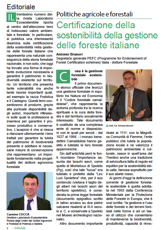 Editoriale del numero 30 della rivista e intervento sulla certificazione delle foreste italiane - continua su agronomiforestalipotenza.it agronomimatera.com  <a href="/CarmineCoccaMT/">Carmine Cocca</a> <a href="/AntonioBrunori/">Antonio Brunori</a> <a href="/AFMatera/">AgronomiForestaliMT</a> <a href="/agroforpz/">agronomiforestalipz</a> <a href="/_conaf/">@CONAF</a>
