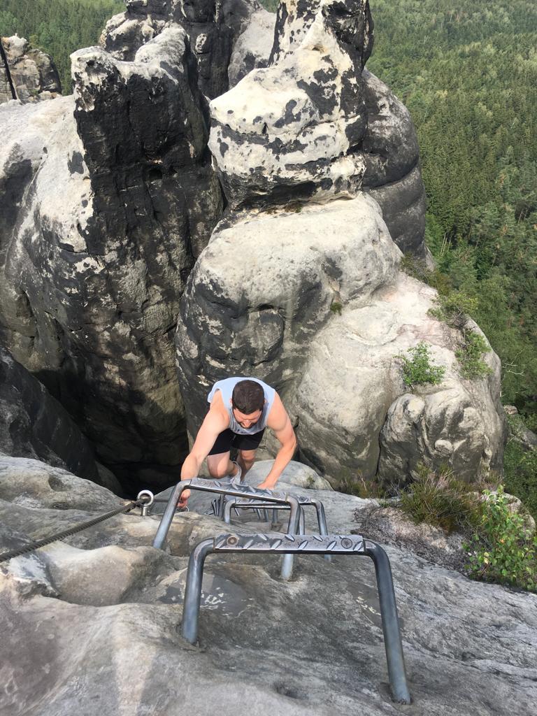 Throwback to that one time in Germany when I climbed up a mountain with no harness.

...Yeah that wasn't scary at all.