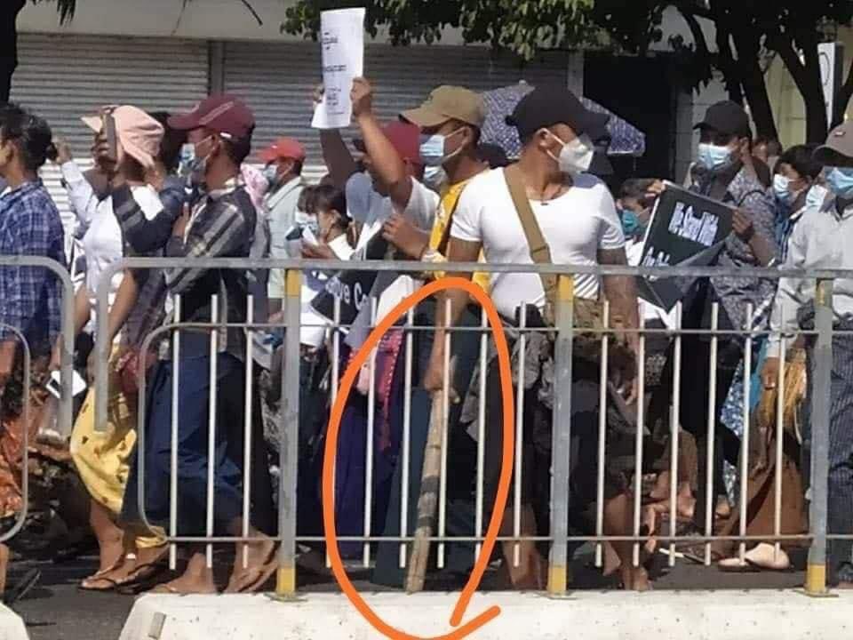 Military released their supporters altogether with thugs to create fights &amp; riots in downtown. #WhatsHappeningInMyanmar