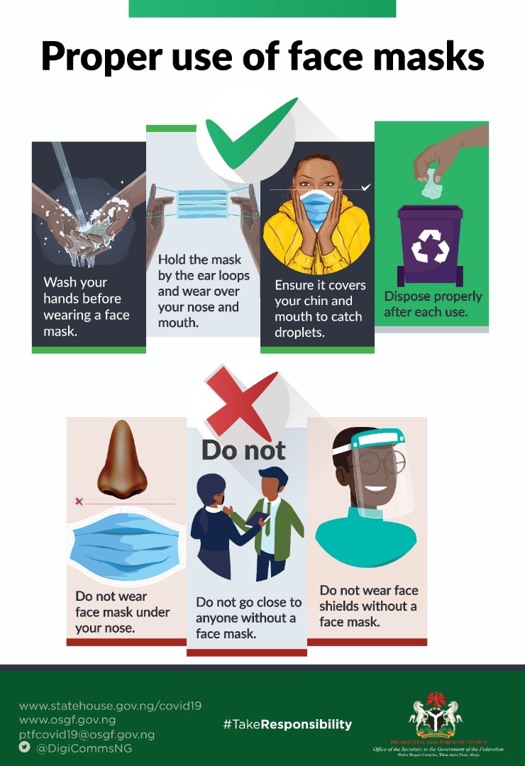 DrAlongeAJ's tweet photo. #WearAMask Always to Protect your family, friends, co-workers, &amp; everyone around

Take the extra step, #TakeResponsibility, reduce the risk of spread of #COVID19
 @NCDCgov https://t.co/MsHvmnyWsw