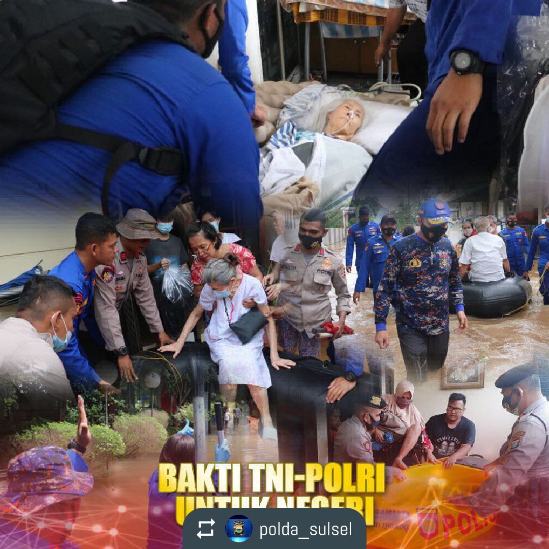 Emmank22's tweet photo. Pekan lalu beberapa wilayah terdampak banjir akibat intensitas hujan yang tinggi. Air yang tak terbendung pun merendam pemukiman warga. Menanggapi hal tersebut, TNI-Polri hadir untuk melakukan evakuasi dan membastikan bahwa warga yang terdampak dalam keadaan aman. https://t.co/QMa2XxZyjt