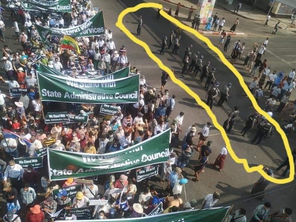 <a href="/mrattkthu/">Mratt Kyaw Thu</a> Police under controlled of Military protect them,thugs hired by Military.
We are not safe anymore.
We're afraid what time we lost our lives😔
Please save Myanmar Civilians.

#WhatsHappeningInMyanmar 
#Feb25Coup