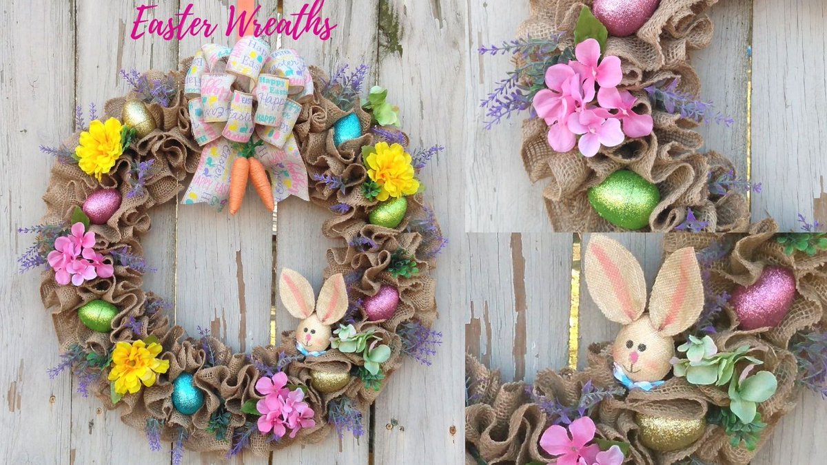 Floral Burlap Easter Wreaths 🐰🐣🦋
Lots of flowers and glittery Easter Eggs 
Free shipping in the US
etsy.me/2ZMzQGa via @Etsy 
#Easter #EasterEgg #Easterwreath #easterdecoration #Wreath #farmhouse #Rustic #EasterBunny #CraftBizParty #etsyfinds #handmade #SmallBusiness