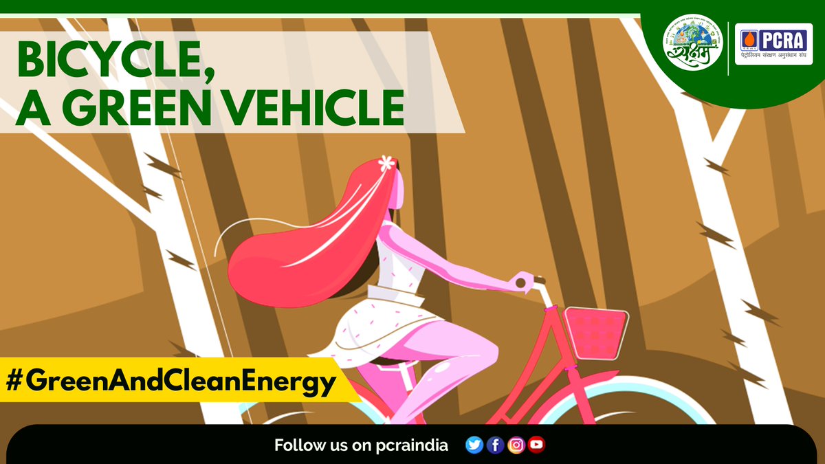pcraindia's tweet photo. Let’s contribute towards protecting the environment and conserve fuel by cycling more, instead of using the car. Green And CleanEnergy .
#PCRA #ConserveFuture #GreenAndCleanEnergy 
@dpradhanbjp @PetroleumMin https://t.co/UyT86wp59b