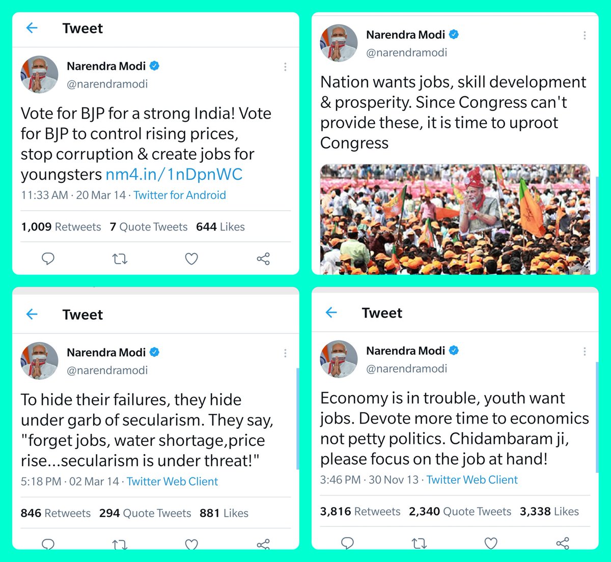 zoo_bear's tweet photo. Students trending #modi_job_do #modi_rojgar_do. 
Sharing a few old tweets of CM Modi before he became PM. https://t.co/0z9uVb2vyz