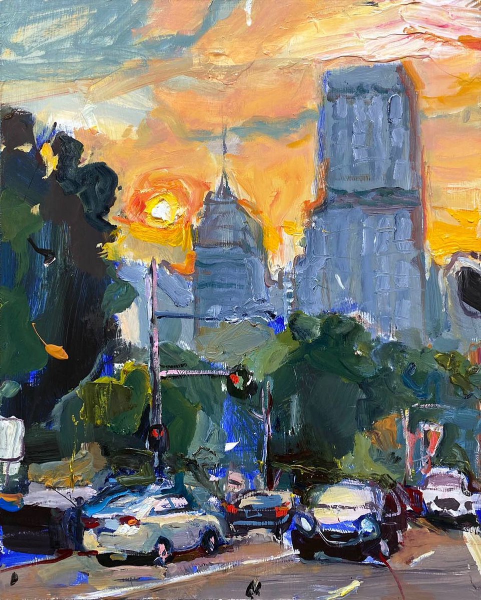 RClaremont's tweet image. “William St Sunset”, 35X45cm, oil on board.

#artoftheday #abstractexpressionist #artgallery