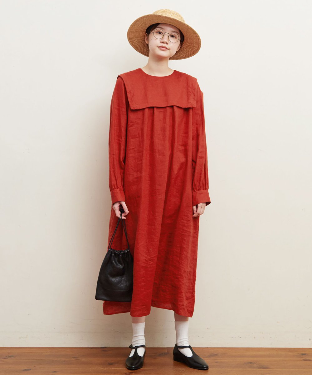 洗濯後試着のみmorning LINEN　sailor dress