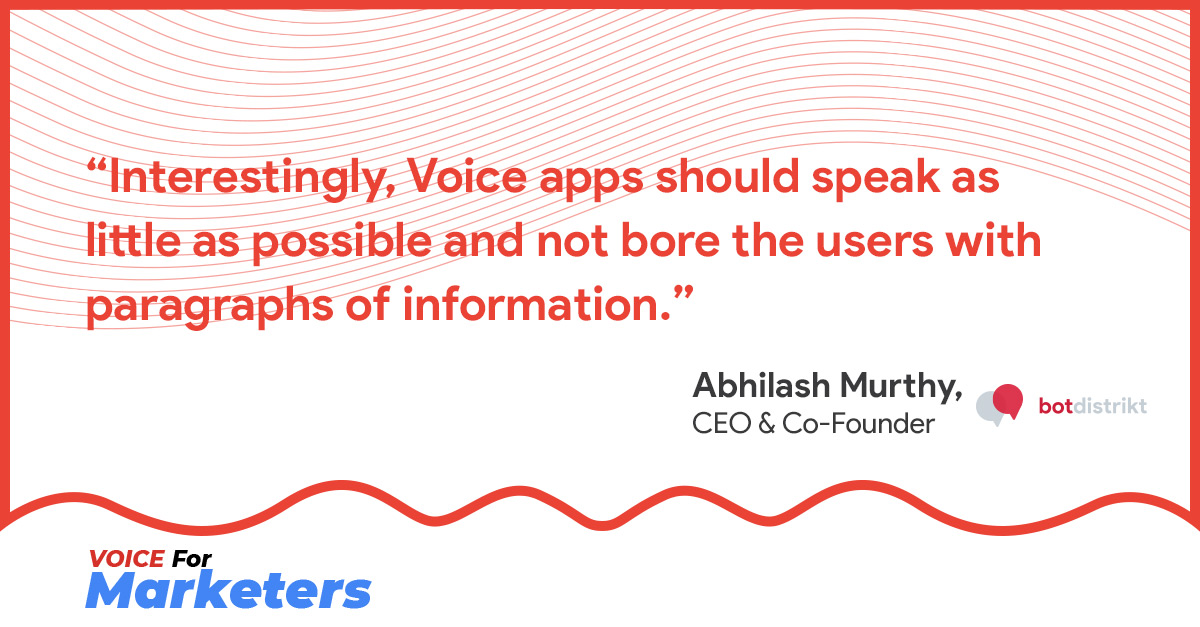 agrahyah's tweet photo. Want more actionable advice on designing a conversational-AI driven brand experience? Tune into the ongoing #VoiceForMarketeres webinar.

Check out: https://t.co/SORwyAH6wD

#VOICETalksIndia #VoiceFirst #BusUncle @_abhilashmurthy https://t.co/CfVo7P9KG4