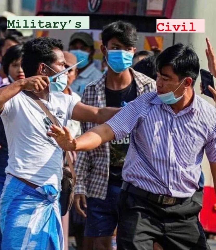 aitchns's tweet photo. Myanmar police transporting thugs to downtown to create attacks to protesters. They change dress even after alighting from pics cars. They secretly hold knifes , steel rods and catapults.

#HearTheVoiceOfMyanmar
#ReleaseOurCiviliansLeaders
#GenZ21Myanmar
#SaveMyanmar https://t.co/4XNJ66hLmw