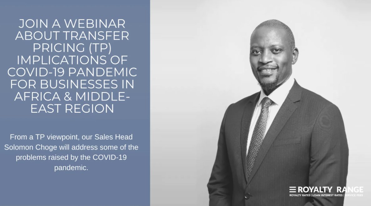 RoyaltyRange's tweet photo. If you are interest in the TP challenges that the Africa-Middle East (AME) regions is facing join a webinar with our Head of Sales ➡️ https://t.co/XuKJA5Rb6B
#tp #transferpricing #business #RoyaltyRange https://t.co/MXNrH6e1Kq