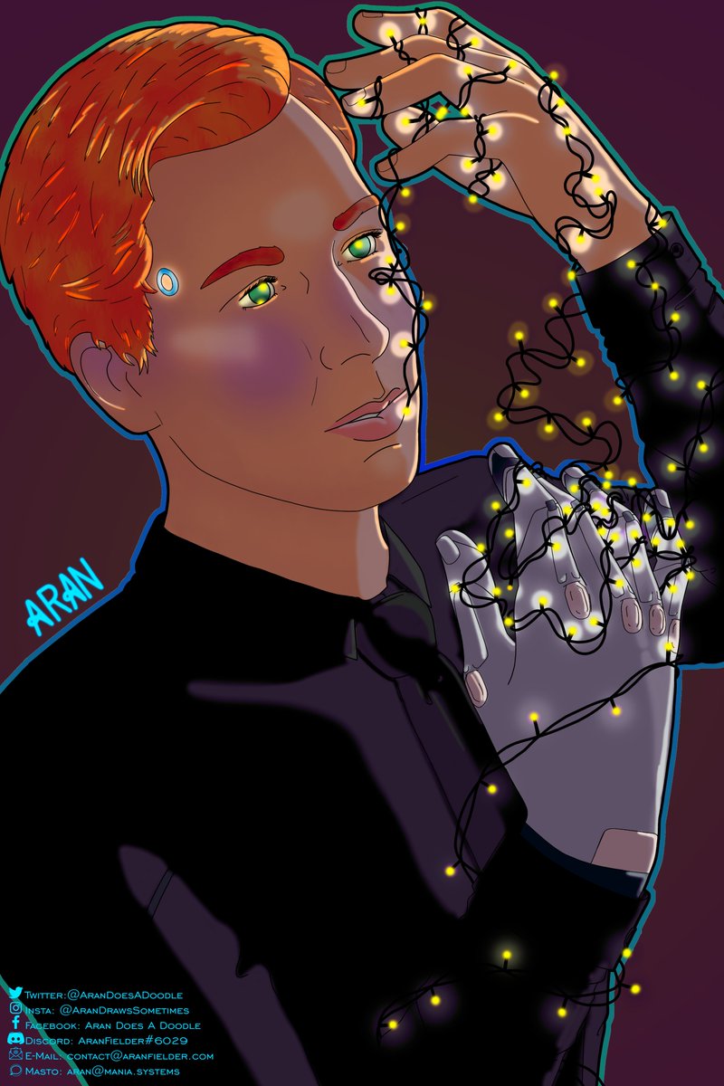 AranDoesADoodle's tweet photo. February 25 2021 - Bellini Paints android having a moment with some fairy lights because I adore this boy. #DetroitBecomeHuman #dbh #dbhart #dbhfanart #dbhJerry #em400 #bellini #bellinipaints #av500 @kristopherbosch #drawing #learningtodraw #lgbtartist https://t.co/pcGxfdn1Gk