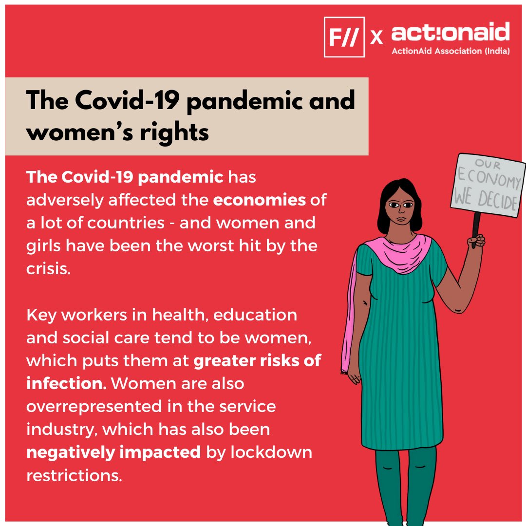 The #Covid19 pandemic has adversely affected the economies of a lot of countries - and women and girls have been the worst hit by the crisis.

Key workers in #health, #education and social care tend to be women, which puts them at greater risks of #infection. 

(7/n)