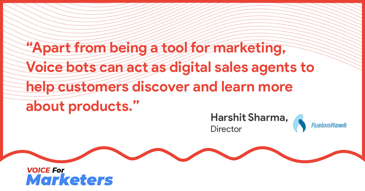 agrahyah's tweet photo. Delhi based agency @fusion_hawk talk about why more and more clients are choosing to build on Voice. Tune in to the ongoing #VoiceForMaketers webinar for more insights.

Watch here: https://t.co/SORwyAH6wD

#VOICETalksIndia https://t.co/7zI8fvlEow
