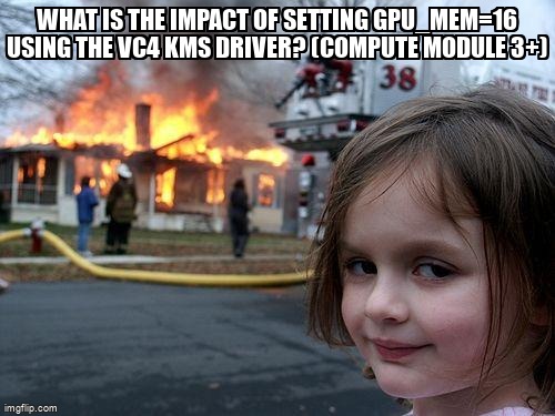 pi_stack's tweet image. What is the impact of setting gpu_mem=16 using the vc4 kms driver? (compute module 3+) raspberrypi.stackexchange.com/questions/1216… #computemodule3 #driver