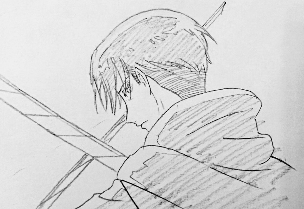作業の合間に落描きを 