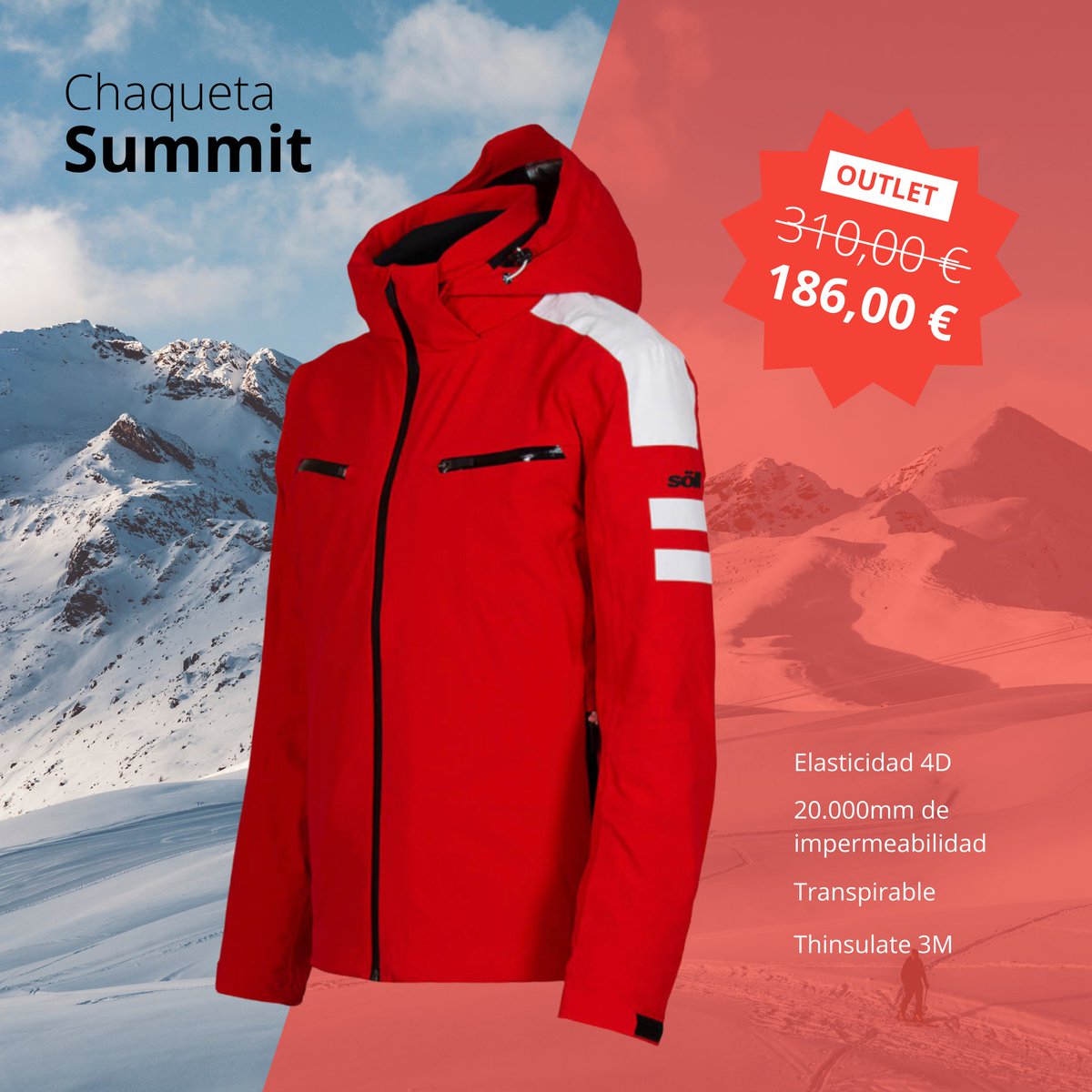 ✨⛷️✨ OFERTA! Chaqueta Summit de altas prestaciones con tejido muy elástico en 4 direcciones, impermeable, transpirable, cálida, técnica y a un precio imbatible! 

👉 Shop Online en: sollworld.com

#esquí #ski #skiing #sales #snow #rebajas