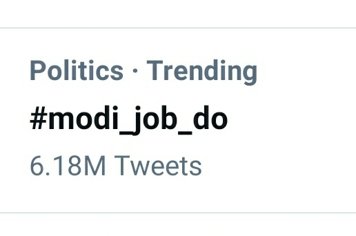 TestRanKING's tweet photo. Bravo! Youth of India

6.18 M Tweets on #modi_job_do
#modi_rojgar_do
This is the mood of Nation. https://t.co/su8eEXC9Y4