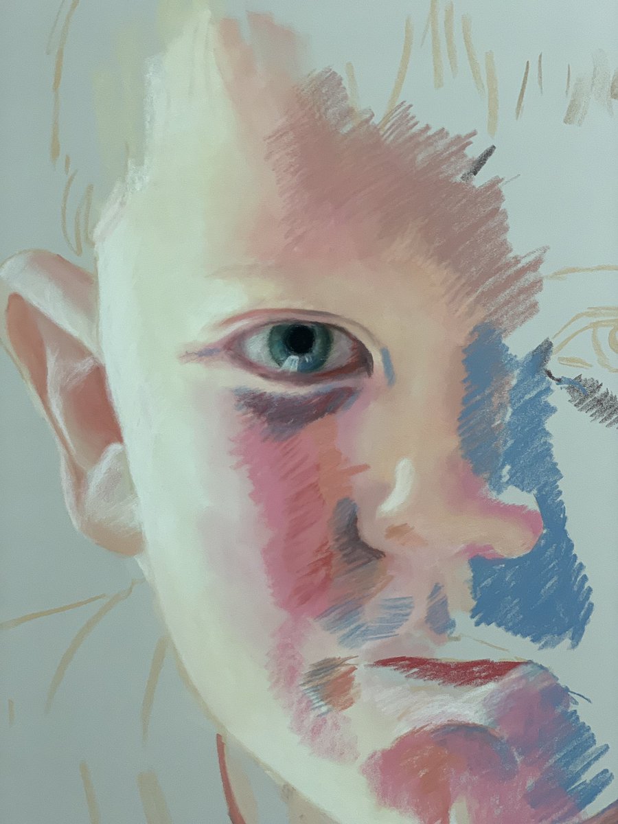 EsterGPunzano's tweet photo. Pastel portrait process, first session #escolafemartbarcelona #projectortrait #pastel #portraitart #instaart #ilustration #creative #artist #tecnicartist #pencilart #pinter #pastelwork #artist #sketch #oil #drawing https://t.co/H7g7ilFdm5