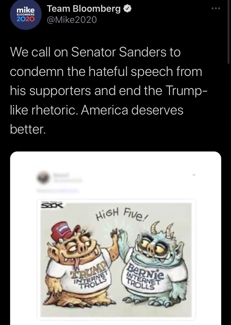 happy anniversary of billionaire oligarch mike bloomberg joining the democratic primary, crying about the poors being mean to him on twitter then dropping out like a bitch