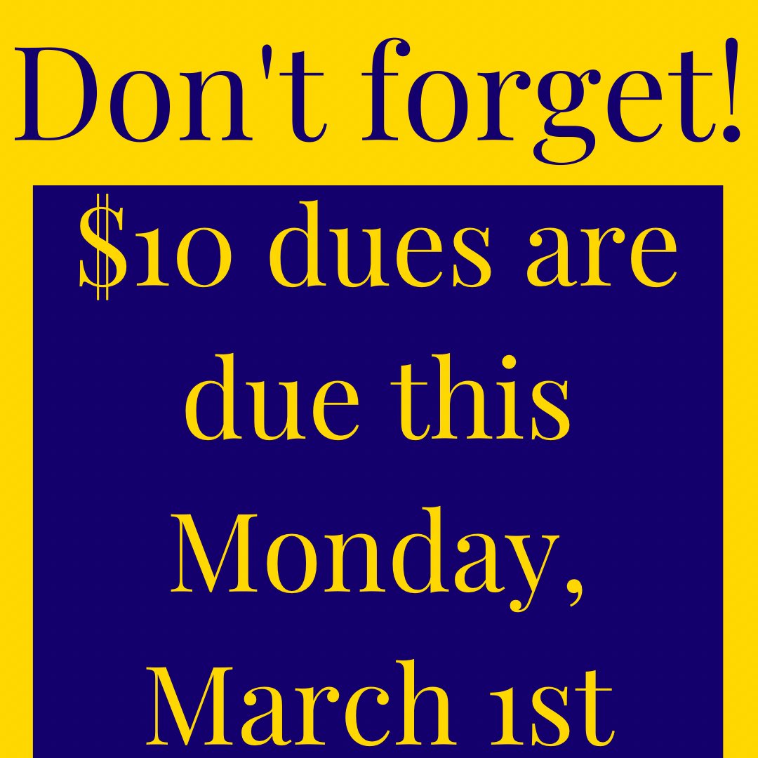 PTATassociation's tweet photo. Dues due this Monday! https://t.co/dT1E9R0r3h