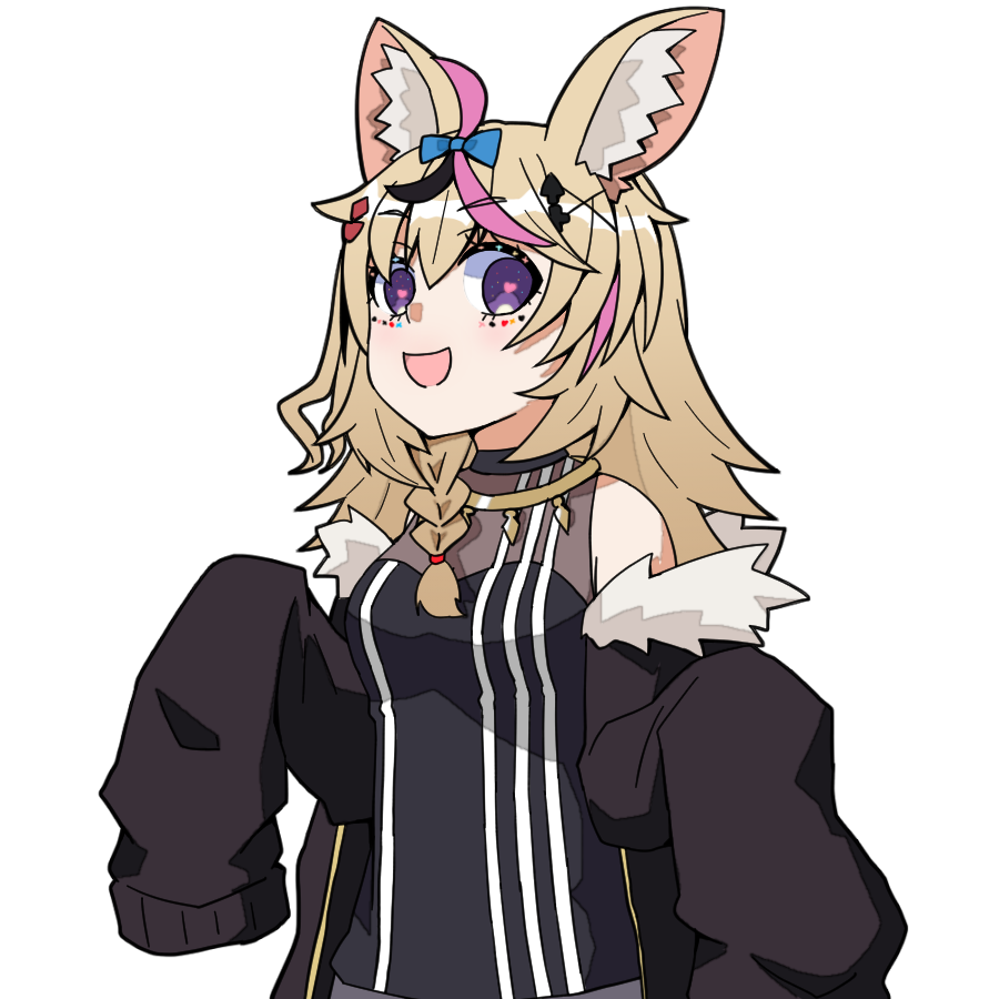 omaru polka 1girl animal ears cosplay solo fox ears blonde hair streaked hair  illustration images