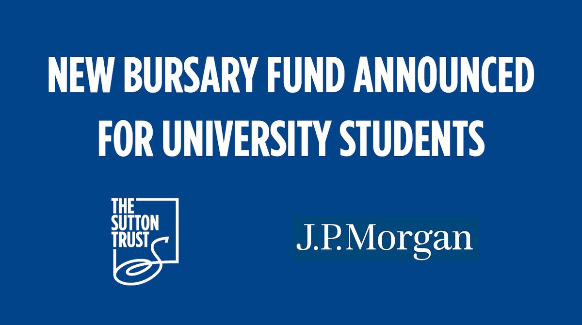 suttontrust's tweet photo. 💰 As part of our direct response, we’re so pleased to be collaborating with @jpmorgan @chase on a new £4.8m bursary fund. 

The fund aims to help university students access extra-curricular and enrichment activities that help improve their employability skills. https://t.co/UztoWIrESI