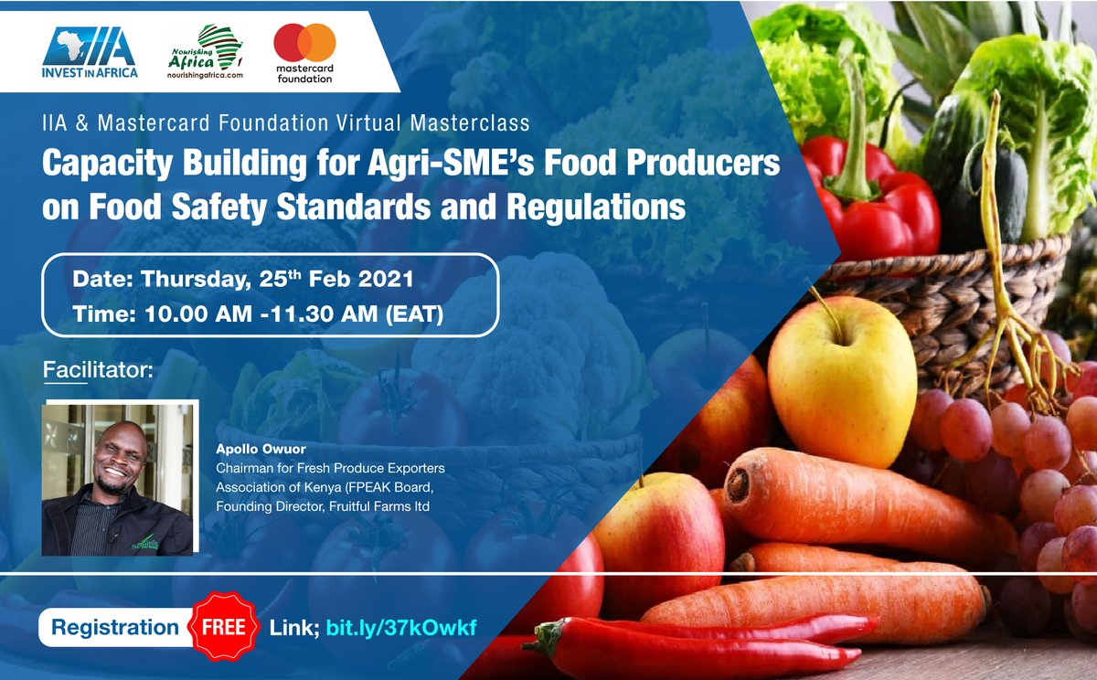 IIA_Kenya's tweet photo. Currently happening, 
#IIAMasterclass on #Foodsafety 
to discuss local and regional market compliance for #FoodSafety standards and regulations.

Join the Conversation Now, Link: https://t.co/oEeX3VoA78

@nourish_africa  @MastercardFdn  @kilimoKE 
@AgrifiMespt @KAAA_Official https://t.co/uU5cDRJxHm