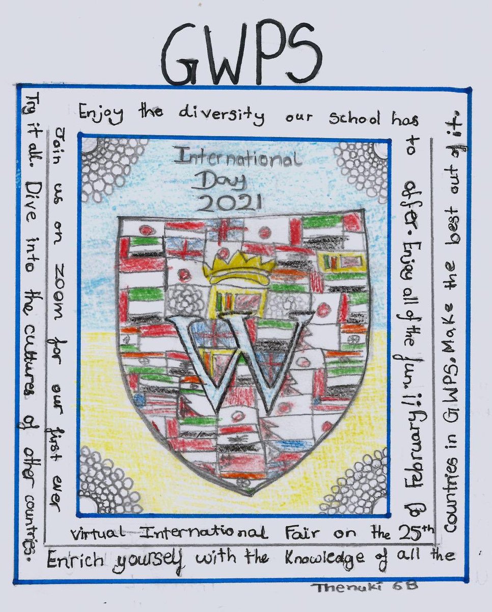 @WPSCommunity Thank you for your submissions, here are the winners of the International Day poster competition 2021 🌎

Avyan Mehta 2C - 1st 🥇
Avyan Arya 6C - 2nd 🥈
Thenuki 6B - 3rd 🥉

Congratulations 👏🏻👏🏻👏🏻