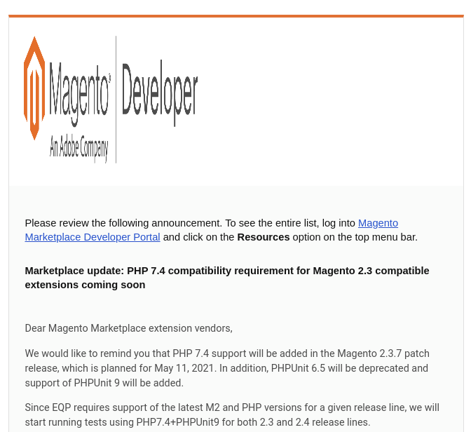 MagentoNinja's tweet photo. @adobe / @magento nice email :-) great logo :-) kind of reminds me of some of the code ^__^ But in all seriousness... who is responsible there for the quality of Magento related things? Those tiny things are so important... #magento #magento2 #adobe #buggento https://t.co/n0DVvyGYiY