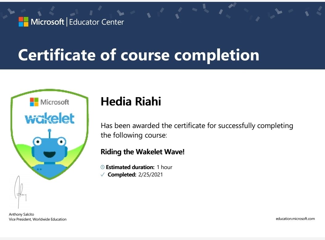 RiahiHdia1's tweet photo. @wakeletbuncee 
with Wakelet on the Microsoft Educator Center! You can check out free PD courses too.
 https://t.co/Tey34NaXD2 via @MicrosoftEDU 
@wakelet @Buncee #MicrosoftEdu #edukosuniteofschoolars #WakeletWave #Wakelet #bunceeambassador  #JamesDavidwakelet https://t.co/Uuyhkg1sXp