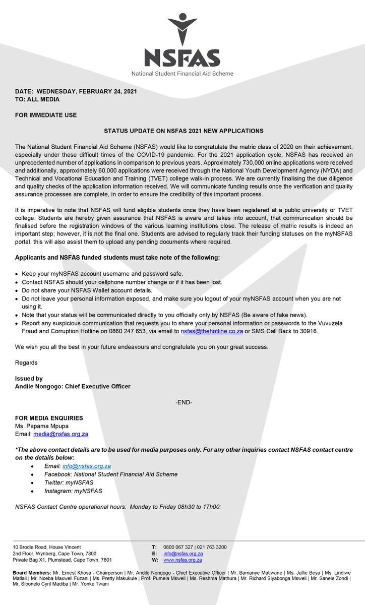 NSFAS tweet media