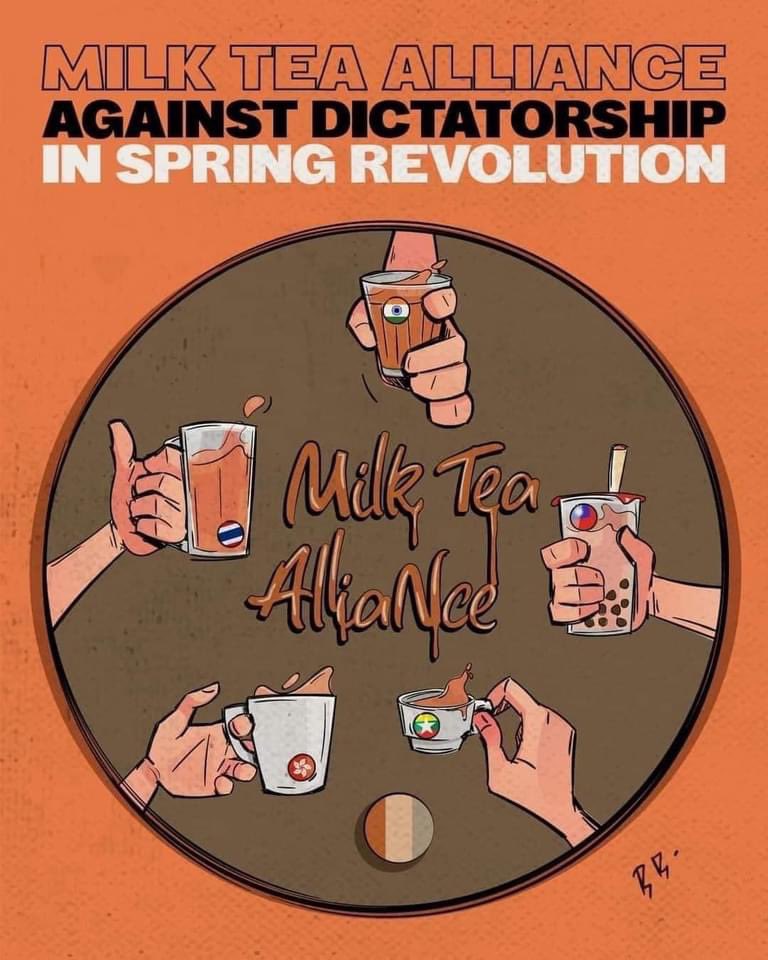 NHnoe's tweet photo. Dear Friends from ASEAN, Hong Kong &amp; Taiwan!!

We are inviting you to join the mobilization of milk tea alliance on 28th February 2021 after the unofficial meeting of Myanmar Junta’ envoy with Thai PM Prayut.

#MilkTeaAlliance
#WhatsHappeninginMyanmar https://t.co/CY1BX8RC0b