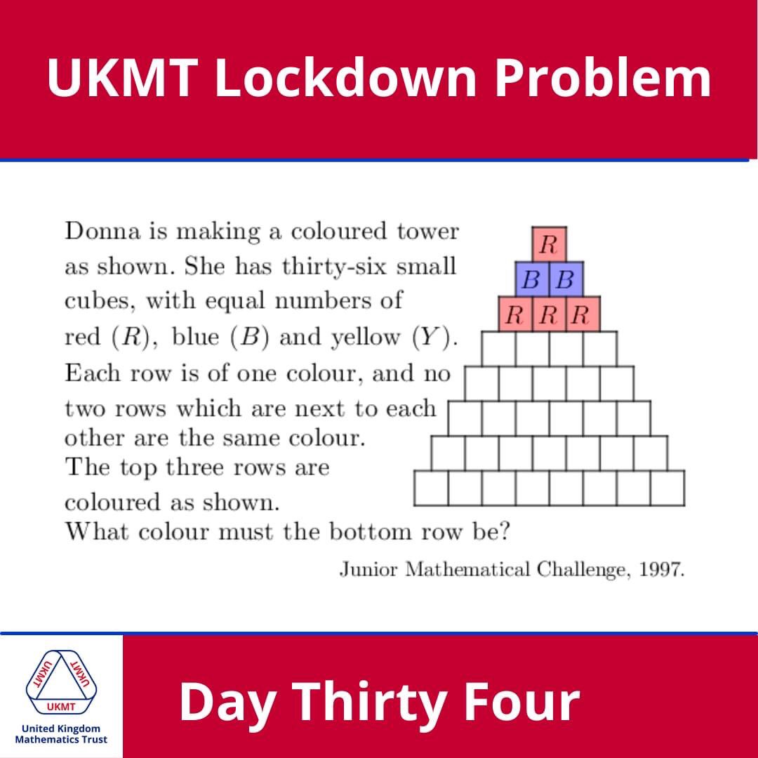 UKMathsTrust's tweet photo. UKMT Lockdown Problems: Day Thirty Four.

#UKMT #UKMathsTrust #MathsProblem https://t.co/ocIpuhK7PC