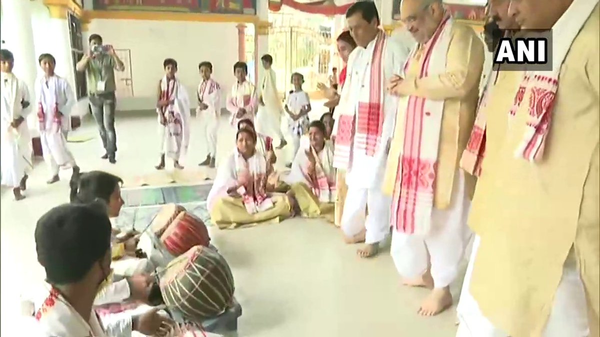 thenewssheep's tweet photo. Assam: Union Home Minister Amit Shah visits Bordowa Satra - the birthplace of Srimanta Sankardev, in Nagaon. https://t.co/1ma72tbUzU