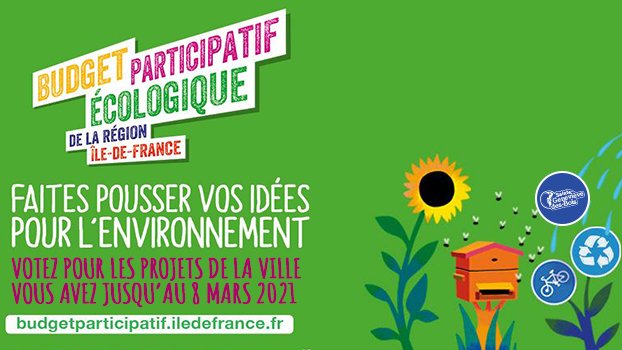 #BudgetParticipatifIDF I  La Region <a href="/iledefrance/">Région Île-de-France</a> a retenu 2 projets proposés par la Ville dans le cadre de son budget participatif écologique et solidaire, session 2021.

Pour que ces projets prennent vie, à vous de jouer 👉 bit.ly/3dDStV7 

#projet #ville