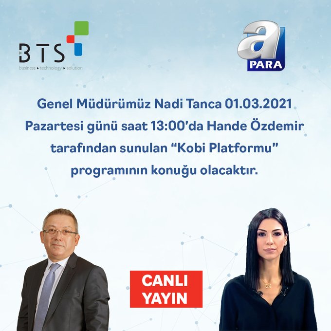 Genel Müdürümüz <a href="/naditanca/">Nadi Tanca</a>  01.03.2021 Pazartesi günü saat 13:00'da <a href="/handeozdmr/">Hande Özdemir Gül</a> tarafından sunulan "Kobi Platformu" programının konuğu olacaktır.
#QMex #QMexCloud #QMexWorkflow #dijitalleşme #yazılım
<a href="/myEgitimDan/">my Eğitim Danışmanlık</a> <a href="/apara_tv/">A Para</a>