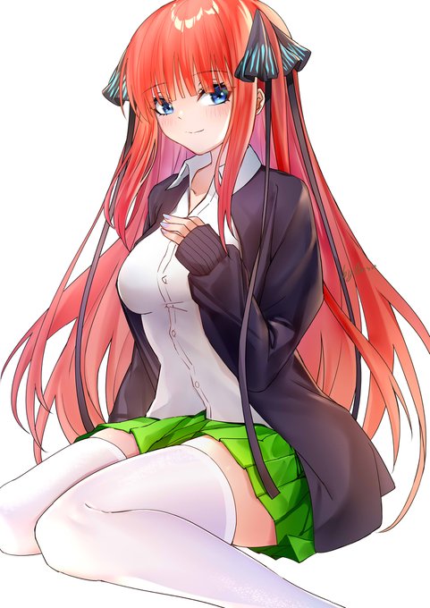 糟糕爱里寿さんがTwitterに投稿した中野二乃(五等分の花嫁)のイラスト。