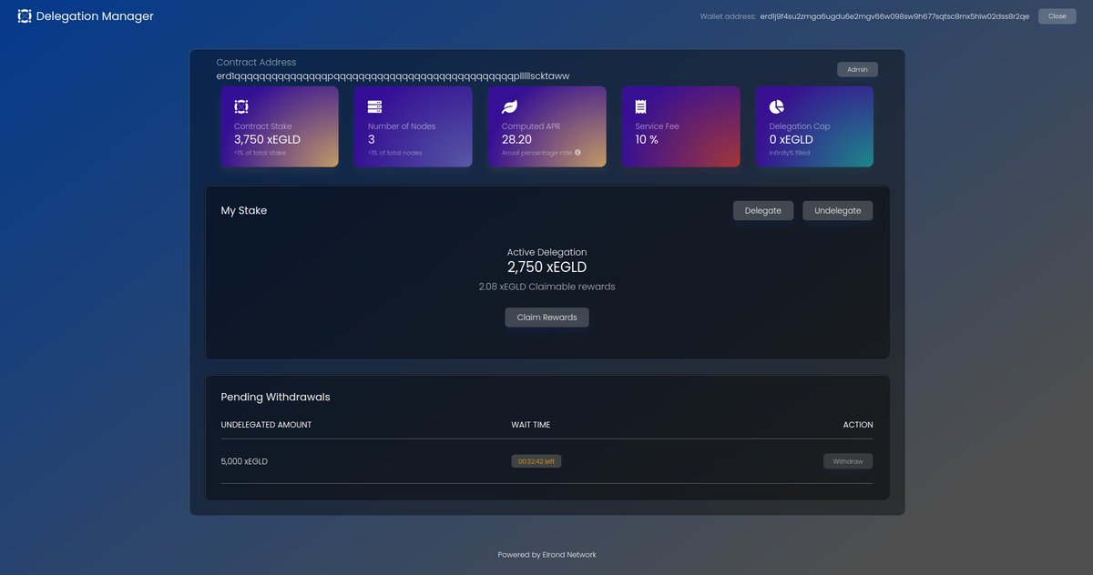 Hey, Elrondians!👋

In the meantime <a href="/everstake_pool/">Everstake</a> is actively preparing for Phase 3 launch, testing out a new Delegation Manager from @ElrondNetwork 🚀

Thanks, team for such a usable tool🔥🔥🔥

<a href="/beniaminmincu/">Beniamin Mincu |🇺🇸/acc</a> @LucianMincu <a href="/SeverMM/">Sever 🌊</a> <a href="/iamdanvoicu/">Dan</a> <a href="/serb_daniel/">Danny Serb</a>  #Elrond #EGLD