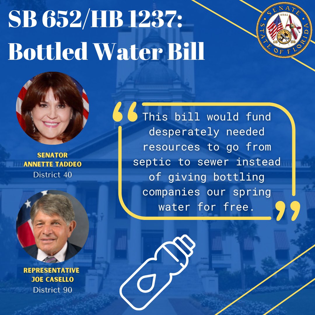 Annette_Taddeo's tweet photo. #WaterWeek! Join me &amp; @FCVoters tmrrw 2/26 @11am on FB LIVE to discuss my bill #SB652

At a time when we desperately need resources to go from septic➡️sewer to protect our most precious resource, we shouldn’t be giving bottling companies our spring water for free #SaveOurSprings https://t.co/2skddQZcQ5