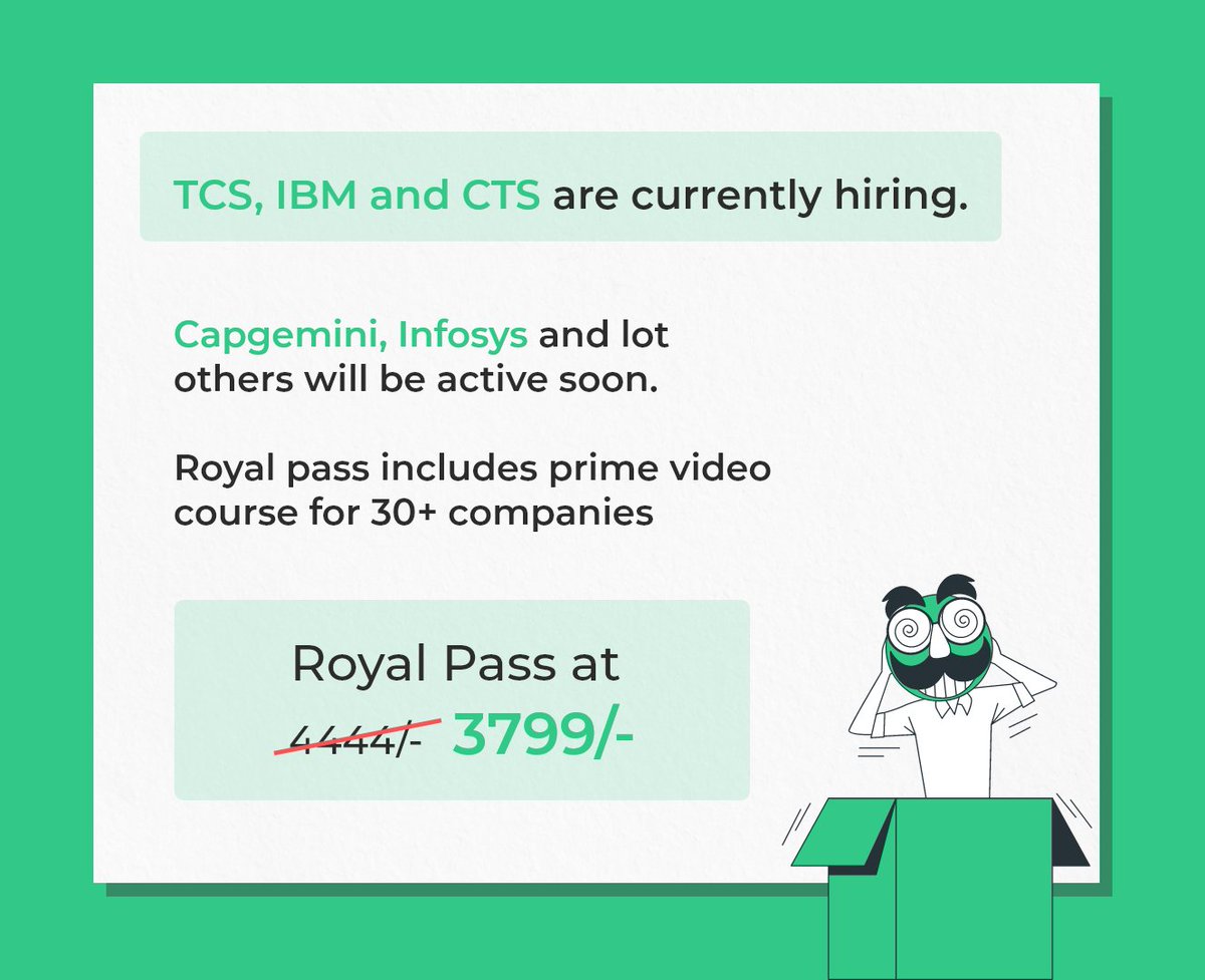 prepinsta's tweet photo. Dropped.

Price of Royal Pass dropped
just for you to 3799/-
Get it before the offer get expired.

Link to Royal Pass : 
https://t.co/Q70Irhe2Ta

Any query ??
Call us on 8448440710 and our mentors will help you out.

#placements #jobs #hirings #prepsters https://t.co/8fkjE946wP