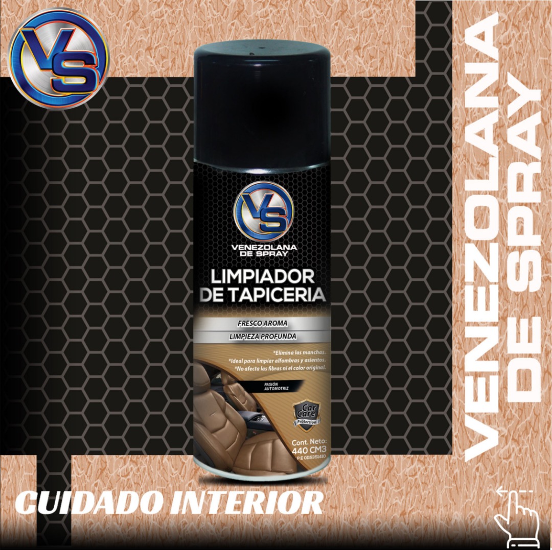 LIMPIADOR DE TAPICERIA
Producto especialmente diseñado para eliminar el sucio y las manchas de telas y alfombras, devolviendo esa limpieza y elegancia al interior del vehículo.
Penetra en la fibra removiendo el socio, facilitando la limpieza y restaurando el color de la tela.