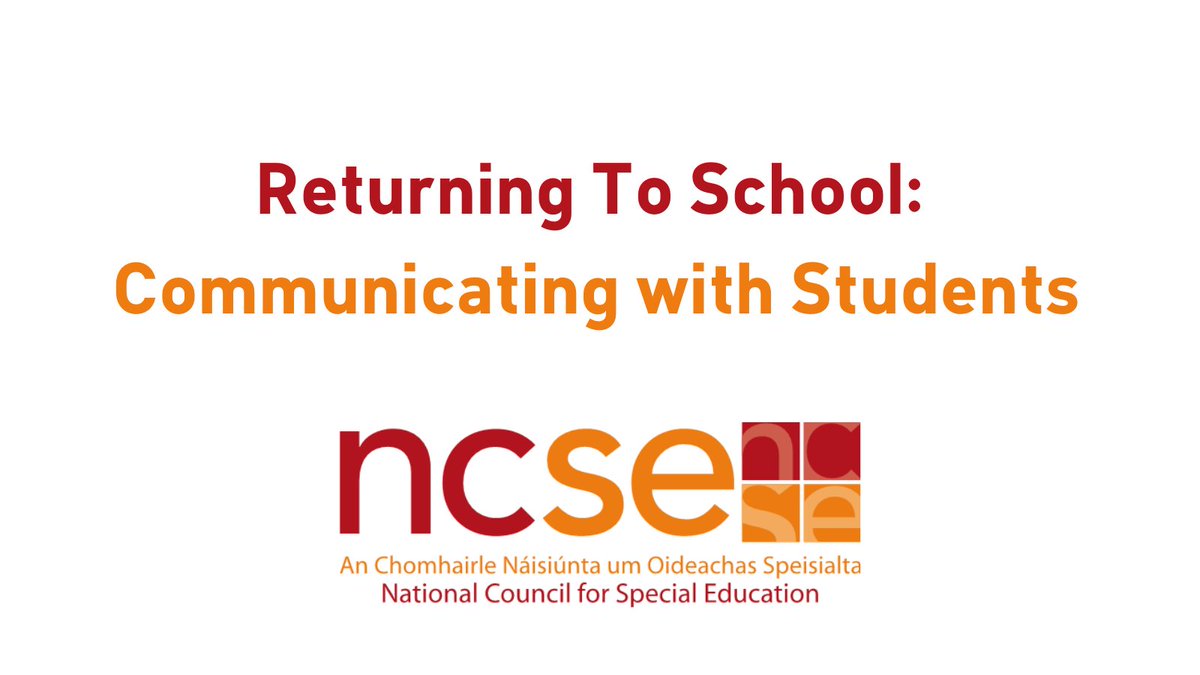 The NCSE has produced this document to help children with additional educational needs understand the return to school process, and why they may be returning at different times to their friends and peers. 

A good resource for parents and for teachers: ncse.ie/wp-content/upl…