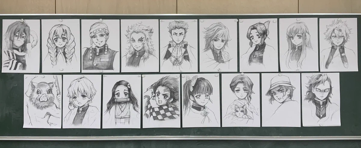 小学校の図工の先生を15年やっている方の絵がうますぎる！鬼滅の刃のイラストに生徒たちが大喜びだった模様！！