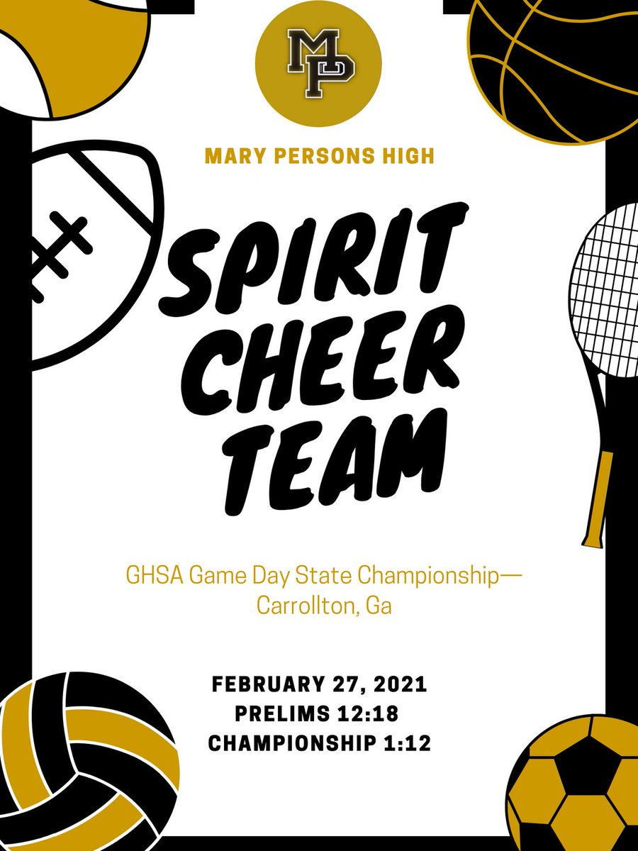 IamaCHAMP91's tweet photo. Our Spirit Cheer team will compete in the GHSA Game Day Cheer competition this weekend. Good luck ladies! Let's get it. @monroe_schools @MaryPersonsHigh @MPHSCheer @CentralGaSports https://t.co/h18pLI7Fpw