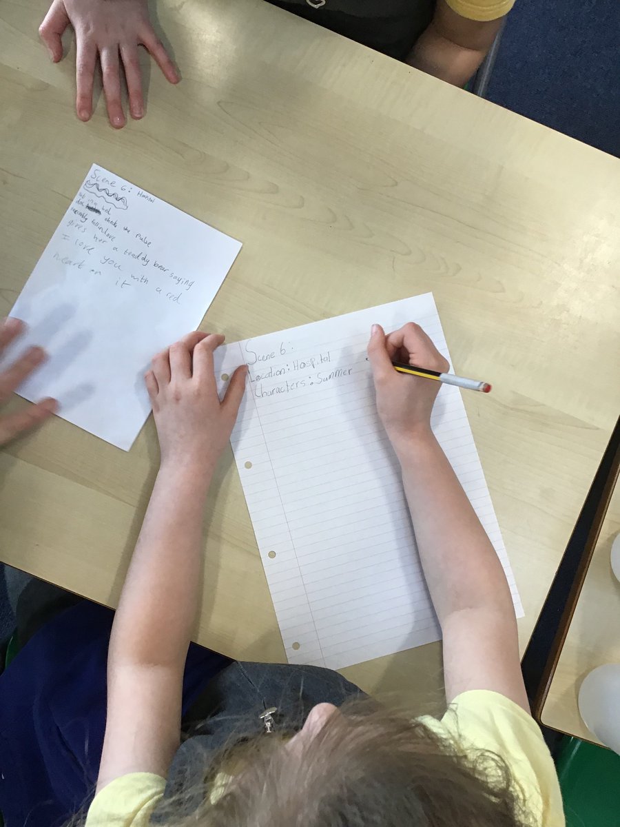 MissSladeY4's tweet photo. The children are now writing scripts and designing posters for their short film. They have worked extremely well in their teams and can’t wait to get filming. @HollinPrimary @Miss_CMcKay https://t.co/k0w5VqmH2j