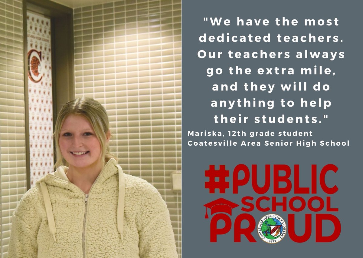 CoatesvilleASD's tweet photo. We agree Mariska! ❤️🖤 #PublicSchoolsWeek #PublicSchoolProud #CoatesvillePride https://t.co/BputoOfpCj