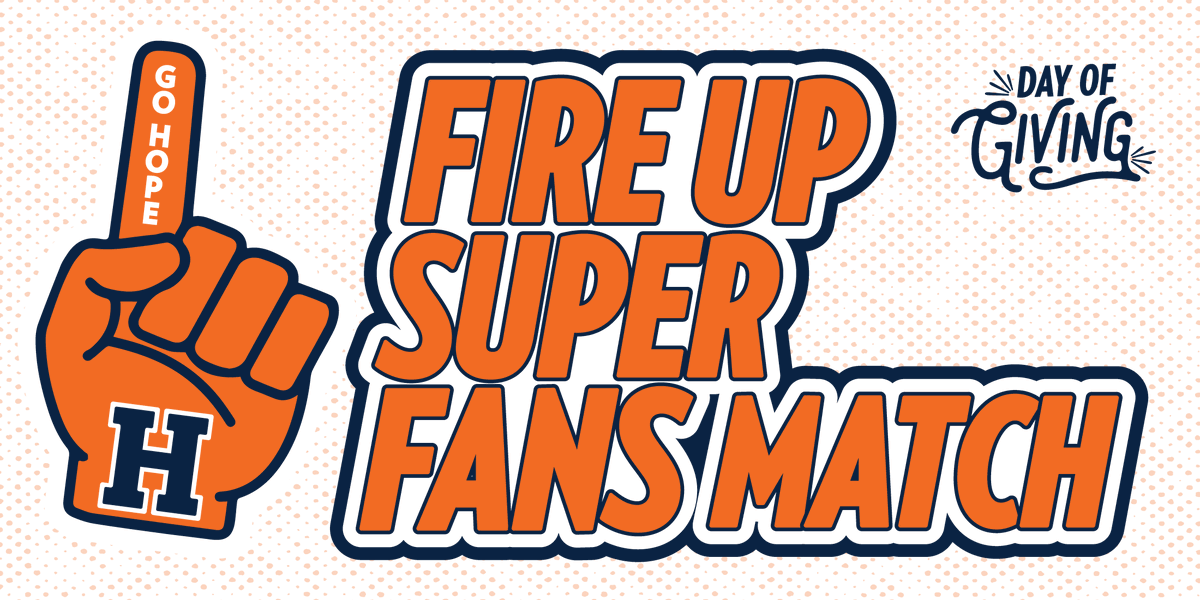 Calling all <a href="/HopeCollege/">Hope College</a> fans! John DeWitt, one of our "super fans", challenges you to give to the Orange &amp; Blue Fund to support their favorite team. John will match all gifts (up to $2,000) to support Hope's outstanding student-athletes. #Give2Hope 

dayofgiving.hope.edu/giving-day/324…