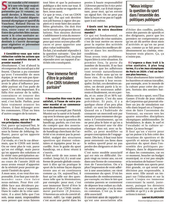 Pour le sport, nous devons agir !