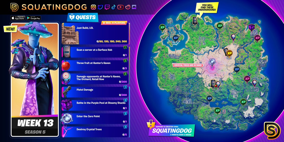 Live Squatingdog On Twitter Ch2 S5 Week 13 All Inclusive Cheat Sheet W All The Details For This Weeks Challenges Use Code Squatingdog In The Item Shop Check Out My App Squatingdog Crystal Cheats Fortnite Crystal Cheats Fortnite Live Squatingdog On Twitter Ch2 S5 Week 13 All Inclusive Cheat Sheet W All The Details For This Weeks Challenges Use Code Squatingdog In The Item Shop Check Out My App Squatingdog